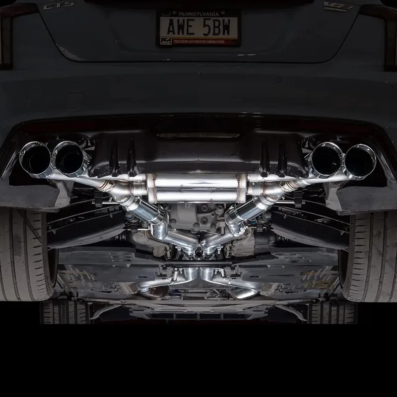 AWE exhaust system and rear diffuser